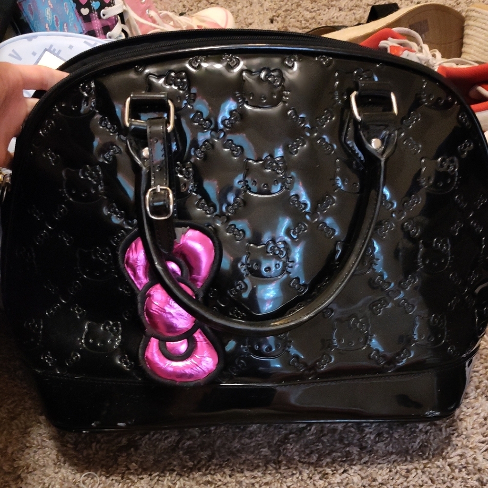 Hello Kitty Black and Pink Embossed Handbag